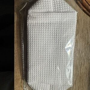 White Waffle Textured makeup bag - wishing well